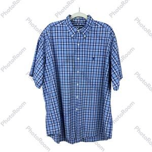 VTG Men's Ralph Lauren Blake Button Shirt XL Blue Plaid Short Sleeve Cotton